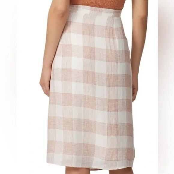 Heartloom Bently High Waist Checker Plaid Skirt Button Tie Coverup S Pink Cream - Picture 5 of 15
